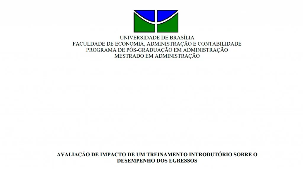 Avaliação De Impacto De Um Treinamento Introdutório Sobre O Desempenho Dos Egressos