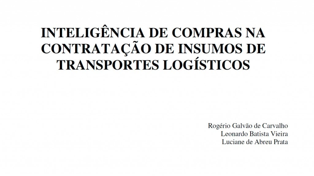 Inteligência De Compras Na Contratação De Insumos De Transportes Logísticos