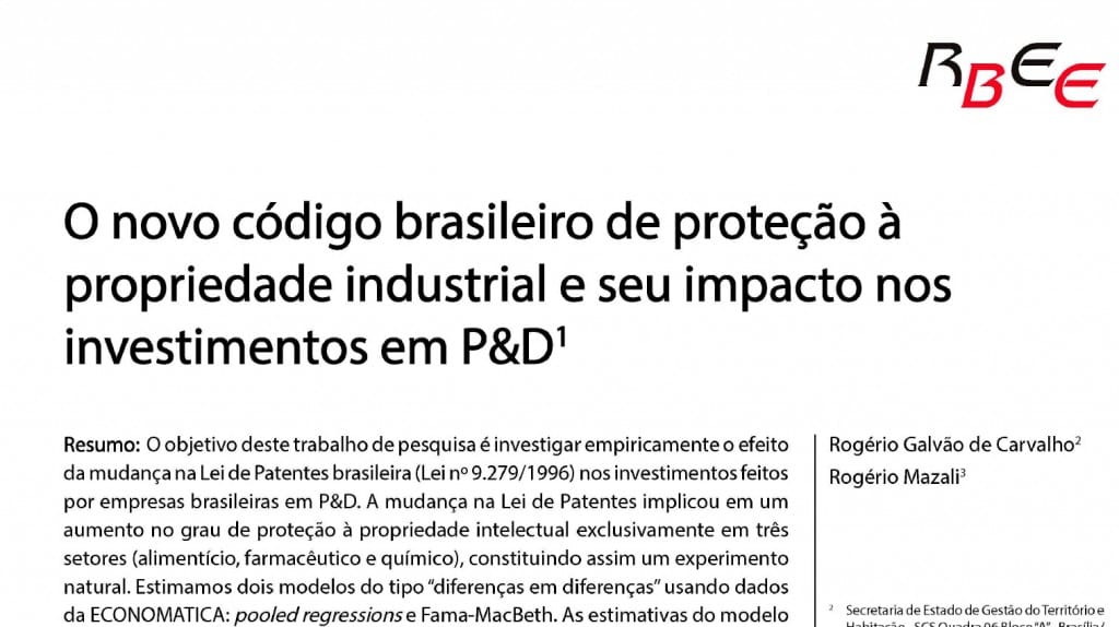 O Novo Código Brasileiro De Proteção À Propriedade Industrial E Seu Impacto Nos Investimentos Em P&D 1